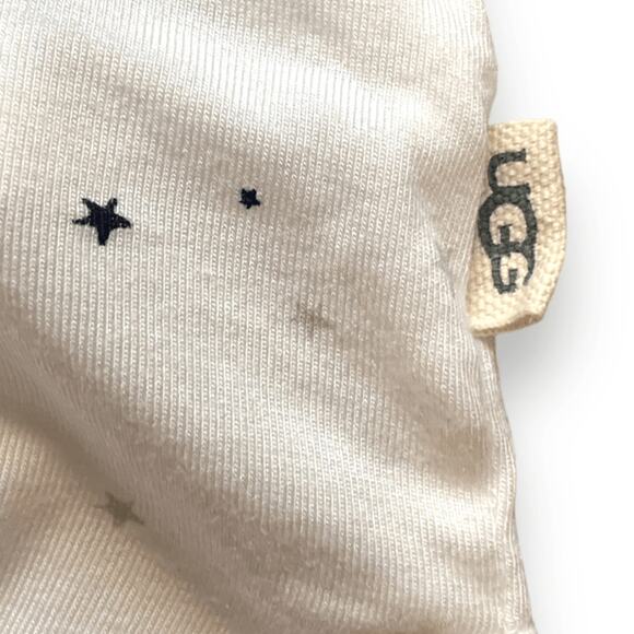 UGG Aimee Star Print Pajama Shirt White Blue Short Sleeve Button Front Jersey XS - Picture 4 of 11